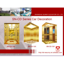 Cabina de ascensor con espejo de oro y marco (SN-122)
